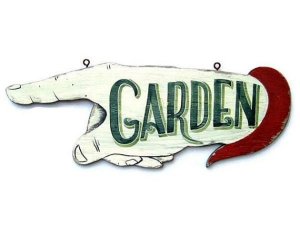 green garden sign